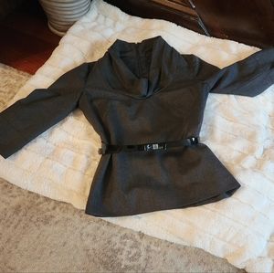 J Crew Wool Blend Charcoal Gray Cowl Neck Top/ Blouse Size 0